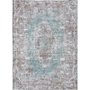 Tapis en laine noué à la main, rectangulaire, abstrait, à motif médaillon vert vintage, pour la maison, grand tapis de salon, tapis de couloir - Pae-2120 - Product Image 1