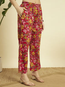 Premium Cotton Floral <b>Short</b> Kurti Palazzo One Set <b>Women</b> | Summer | Slit Design | Button Pattern | Breathable Fabric | Casual - Product Image 4