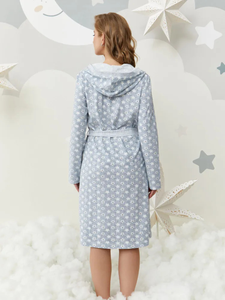 Bata térmica de franela para mujer, cuello en V, manga larga, con bolsillos, ropa de dormir para invierno - Product Image 2