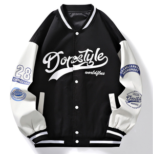 High Quality Varsity <b>Jacket</b> Unisex <b>Leather</b> Sleeves Baseball Letter Printed Men Hip Hop Patchwork Varsity <b>Jacket</b> <b>for</b> <b>Women</b> - Product Image 1