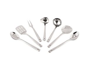 ชุดอุปกรณ์ทำอาหารสแตนเลสพรีเมียม 7 ชิ้น สำหรับใช้ในครัวเรือน ผิวขัดเงาแบบโครเมียม รวมทั้งทัพพี ตะหลิว และที่ตักเศษอาหาร - Product Image 2