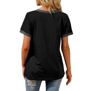 Camiseta de Verano para Mujer, Cuello en V, Manga Corta, 100% Algodón, Transpirable, Ecológica, Holgada, Informal, Tejida, de Alta Calidad, Servicio OEM - Product Image 6