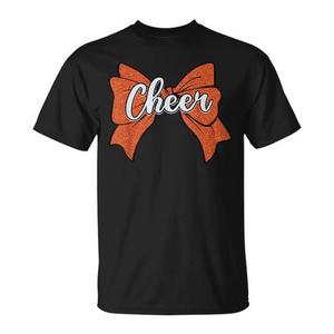 T-Shirt Coquette Arancione con Fiocco per Cheerleader, Abbigliamento Promozionale per Cheerleading - Product Image 1