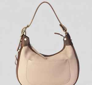 Sac hobo en cuir bicolore à motif vintage pour femmes, beige, sac à bandoulière, fermeture éclair, sangle réglable, résistant à l'eau - Product Image 1