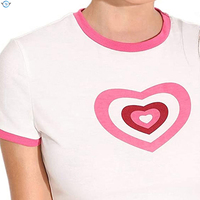 T-Shirt manches courtes pour femmes, haut court et ample, personnalisé, uni, à impression, en coton, 2020