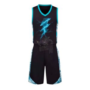 Conjunto de Uniforme de Baloncesto Personalizado con Estampado de Rayo, Malla de Poliéster Sublimada, Gráfico de Alto Impacto, Camiseta y Pantalones Cortos para Hombre y Jóvenes - Product Image 6