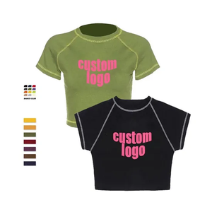 T-shirts de sport de course à manches courtes pour femmes/vêtements de Fitness courts maigres de haute qualité femmes t-shirts de Compression vierges - Product Image 2