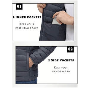 Chaqueta Acolchada con Capucha para Hombre, Elegante, Cortavientos, Térmica, Aislante, para Senderismo, Campamento y Viajes en Clima Frío al Aire Libre - Product Image 5