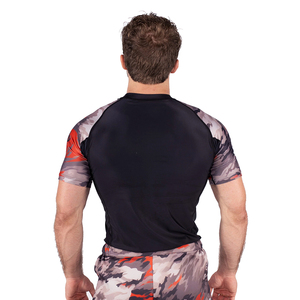 MMA Rash Guards Breathable UPF50+ Eco-Friendly Polyester Spandex <b>Black</b> Half Sleeves Stretchable <b>Compression</b> <b>Shirts</b> Sublimation - Product Image 2