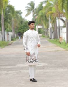 Elephant jacquard designer kurta - Product Image 2