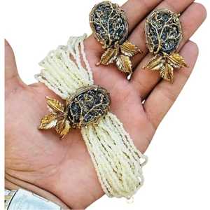 2025 mode doré élégant Mala & boucles d'oreilles ensembles luxe artificiel ensembles de bijoux de mariée luxe Zircon pierre ensemble de bijoux de mariée - Product Image 1