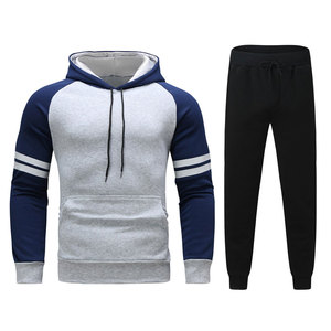 Conjuntos de chándal de invierno para hombre al por mayor 100% algodón transpirable ligero térmico cordón con capucha chándal personalizable - Product Image 1