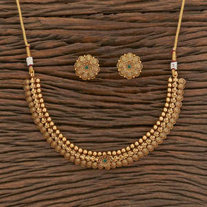 Très demandé Élégant Mat Plaqué Or Antique Classique Collier Ensemble 217326 Grossistes en Inde - Product Image 1