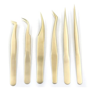 ชุดแหนบสำหรับขนตาสีทองปลายแหลมทำจากสเตนเลสสตีลสำหรับการต่อขนตา - Product Image 1
