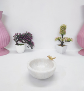 Mini cuenco de resma de hielo decorativo de mármol elegante blanco mármol Natural aspecto clásico Undian cuenco Premium hecho a mano para uso doméstico y hotelero - Product Image 3