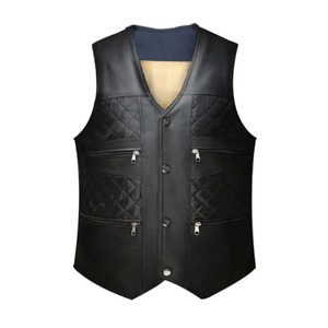 Veste d'hiver pour hommes avec gilet sans manches multi-poches sous-chemise en toile respirante vêtements épaissir veste en cuir chaude - Product Image 1