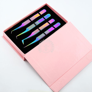 Pince à épiler à volume classique personnalisée, ensemble multicolore, pince à épiler à volume Maga, en acier inoxydable, prise en main diamantée - Product Image 6