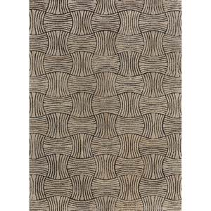 พรมขนสัตว์ทอมือลายเรขาคณิตสีเบจและสีน้ำตาล รุ่น Tahn-06 สำหรับห้องนั่งเล่น ทางเดิน ห้องนอน และทางเข้าบ้าน - Product Image 1