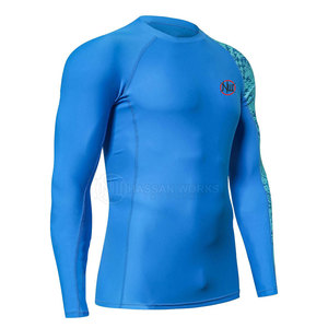 Service OEM, qualité supérieure, rashguard pour hommes à manches longues en spandex/polyester, couleur unie, respirant, séchage rapide, respectueux de l'environnement - Product Image 2