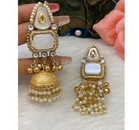 Boucles d'oreilles longues élégantes en laiton plaqué or de qualité supérieure avec moissanite, style traditionnel tendance, pour mariage, femmes et jeunes filles