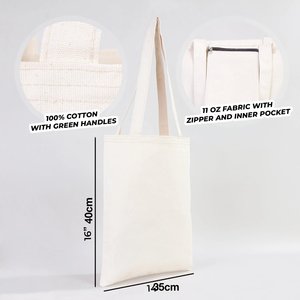 Sac en toile de coton naturel 14 x 16 (35x40 cm) avec fermeture ouverte, 10 oz, sac simple et uni sans logo, idéal pour ranger les accessoires. - Product Image 3