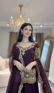 Salwar Kameez Tradicional para Mujer, Bordado, Georgette Sintético Pesado, Secado Rápido, para Todas las Temporadas, Bodas y Fiestas, Estilo Indio y Pakistaní - Product Image 2