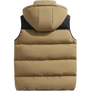 Veste matelassée en toile 100% coton pour homme, tendance hiver, col montant, veste sans manches, couleur unie, coupe-vent, haute qualité - Product Image 2