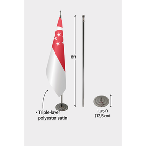 Singapore Official Indoor Hand <b>Flag</b> 3x5ft Satin Cotton Plastic Cloth Digital Printing Automotive Use Aluminum Fiberglass <b>Pole</b> - Product Image 6
