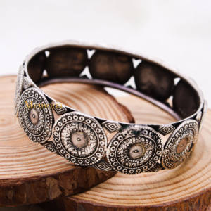 Boho กําไลข้อมือเงิน 925 กําไลข้อมือเงินเงินออกแบบเงินแฮนด์เมด Kada สําหรับผู้หญิงเครื่องประดับสําหรับขายส่ง - Product Image 6