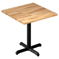 Table de restaurant carrée industrielle moderne avec plateau en bois massif et base en métal noir pour café, bar, mobilier commercial
