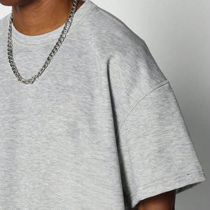 T-shirt oversize à col rond en coton 100% de haute qualité, streetwear pour homme, noir uni, poids lourd 380 GSM - Product Image 3