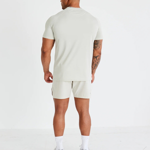 Camiseta personalizada para hombre, cuello redondo, gimnasio, fitness, secado rápido, informal, manga corta, 200 gramos, poliéster/algodón, patrón sólido de punto - Product Image 2