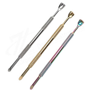 Outil pousse-cuticules double tête en acier inoxydable, 3 couleurs, réutilisable et durable, pour manucure, fabrication au Pakistan - Product Image 2