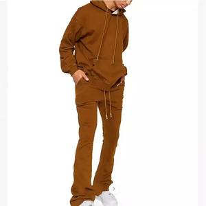 Conjunto de sudadera con capucha y pantalones de chándal lavado con ácido distress personalizado de alta calidad, chándal Vintage, chándal, chándal, pantalón acampanado, traje para hombre - Product Image 1