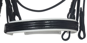 La mayoría de las ventas Black & Golden Stone Crystal Brow Band & Black Padded Noseband con Web Reins Weymouth Bridle Precio de fábrica .. - Product Image 3