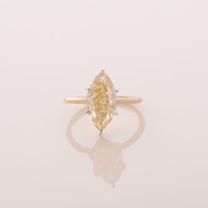 IGI Certified Marquise Cut Yellow Lab Grown Diamond Solitaire Engagement <b>Ring</b> in 9KYellow / White & Rose Gold - Product Image 1