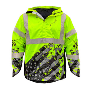 Custom Sublimation Hi Vis Contrast <b>Reflective</b> Tape Sublimation Print Long Sleeve <b>Jacket</b> for <b>Men</b> - Product Image 1