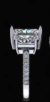 Anillo de Oro Sólido de 14K con Corte Radiante de 3 Ct Personalizado para Mujer, Diamante de Color E Certificado por IGI con Pequeños Diamantes Laterales, Banda Lujosa