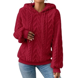 Sudadera de Mujer Nueva de Invierno, Informal, de Otoño, de Color Sólido, con Capucha, Gruesa, de Jacquard, Tejida, 100% Poliéster, de Manga Larga - Product Image 2