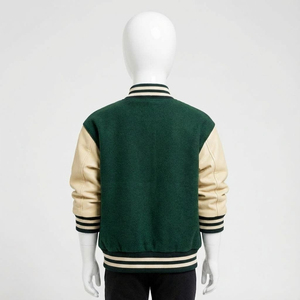 Chaqueta Varsity para Niños con Mangas de Cuero, Cuello Redondo, Chaqueta Varsity con Letras Bordadas para Niños Pequeños - Product Image 2