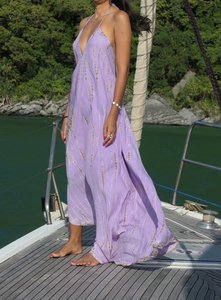 Robe décontractée Maxi à motif uni unique du fabricant indien exportateur pour femmes robe en coton longueur au sol à col fermé - Product Image 3