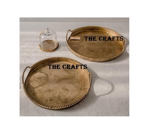 Plateau de service en bois de nouvelle conception avec poignées en aluminium plateau de nourriture au chocolat de forme ronde de qualité supérieure - Product Image 6