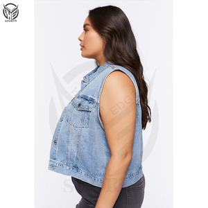 Personalizar las mujeres Chaleco de mezclilla sin mangas Estilo Vintage Parches bordados personalizados en el chaleco de mezclilla. - Product Image 4