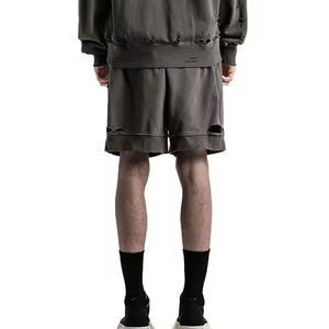 Short de détresse personnalisé pour hommes, confortable, élastique, en molleton de coton, motif solide avec poches, taille 6XL, short de détresse uni pour la sueur - Product Image 3