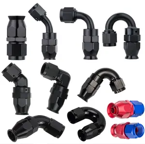 Accesorios para manguera de ptfe, accesorio negro y recto de flujo completo forjado an6 an8 an10, 45deg 90deg, entrega rápida