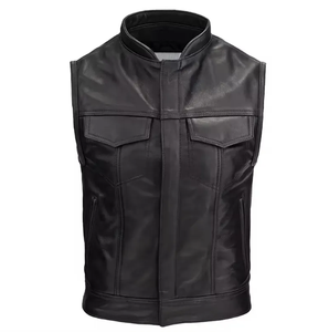 Chaleco de motorista de cuero de nuevo diseño 2024, chaleco de motocicleta para hombre, gran oferta, chalecos de cuero de buena calidad - Product Image 3