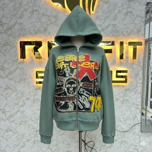 Sweat à capuche en molleton 100% coton avec fermeture éclair pour l'hiver, services ODM, prix bas, streetwear unisexe - Product Image 3