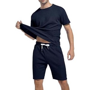 Séchage rapide 100% coton nouveaux ensembles de shorts pour hommes de haute qualité Logo personnalisé dernière mode homme nouveauté deux pièces ensemble à vendre - Product Image 4