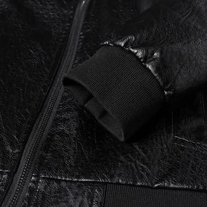 Veste de vélo en cuir PU personnalisée pour hommes coupe ample col montant de grande taille rabattu non tissé fini vêtement teint en polaire chauffante - Product Image 5