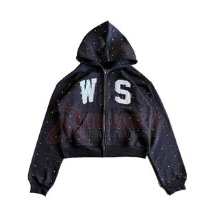 เสื้อกันหนาวมีฮู้ดสำหรับผู้ชายแบบวินเทจผ้าคอตตอนโอเวอร์ไซส์พิมพ์ลายหน้าจอพลอยเทียมออกแบบโลโก้ได้ตามต้องการ - Product Image 1